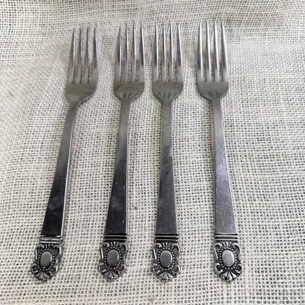 Vintage Hanford Forge Mystique Stainless Steel 4 Dinner Forks Japan H.F.